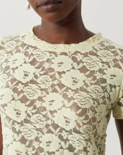 Hot Adina T-Shirt Cotton Blend Floral Lace Yellow T-Shirts & Tanks | Clothing