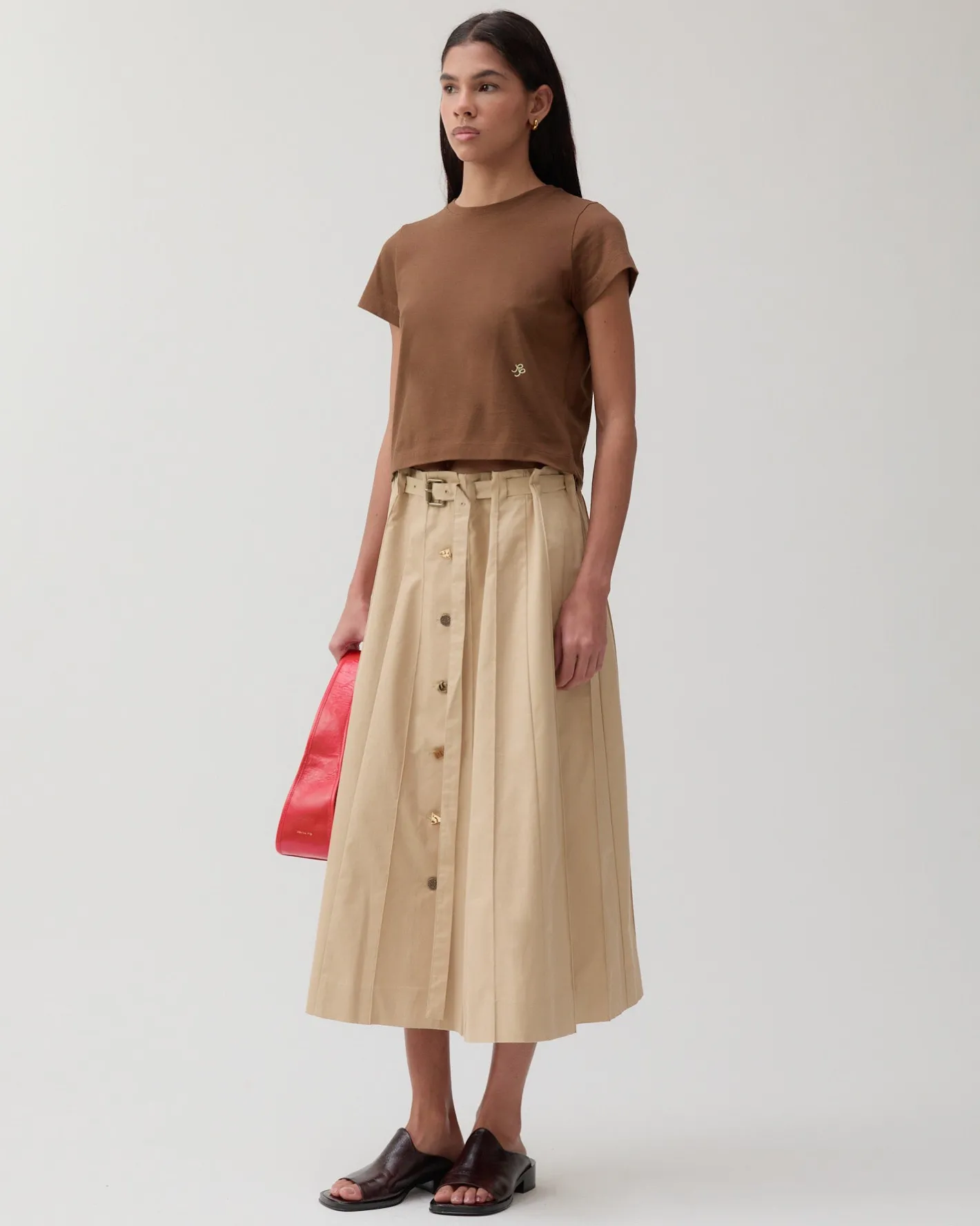 Clearance Adina T-Shirt Organic Cotton Jersey Brown T-Shirts & Tanks | Clothing