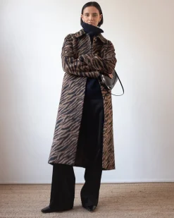 Sale Alice Coat Wool Blend Jacquard Tiger Beige Coats | Coats