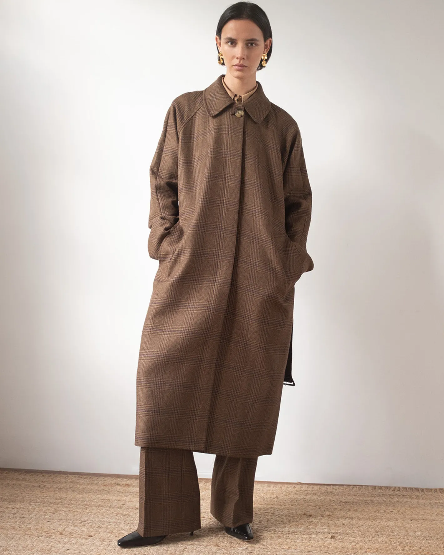 Outlet Alice Coat Wool Check Brown Coats | Coats