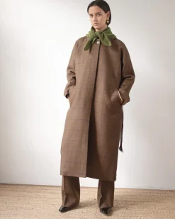 Outlet Alice Coat Wool Check Brown Coats | Coats