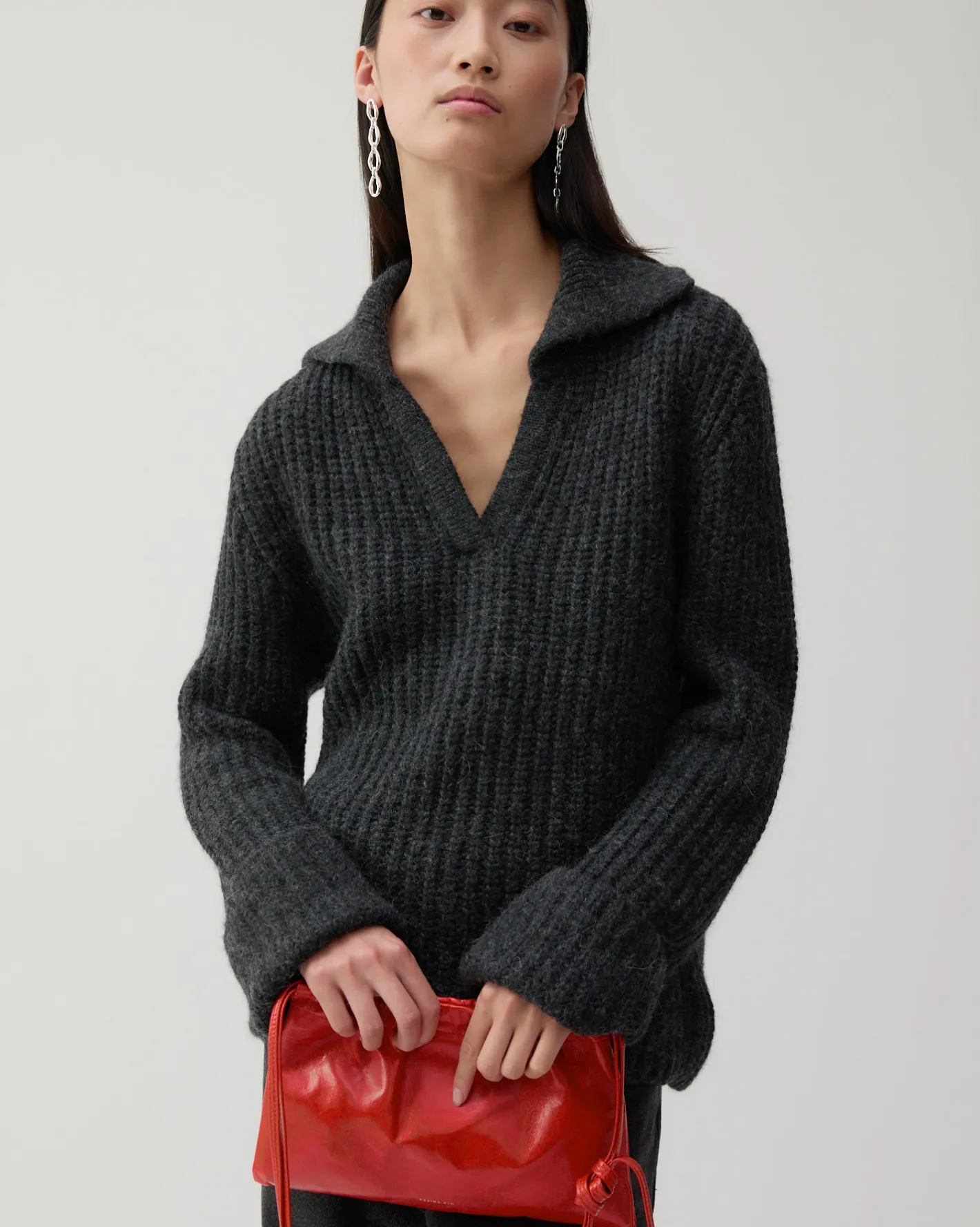 New Alison Sweater Chunky Alpaca Dark Grey Knitwear | Clothing