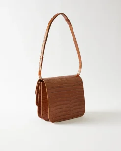 Hot Ana Bag Leather Emboss Croc Caramel Everyday