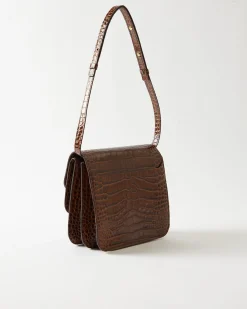 Hot Ana Bag Leather Emboss Croc Brown Everyday