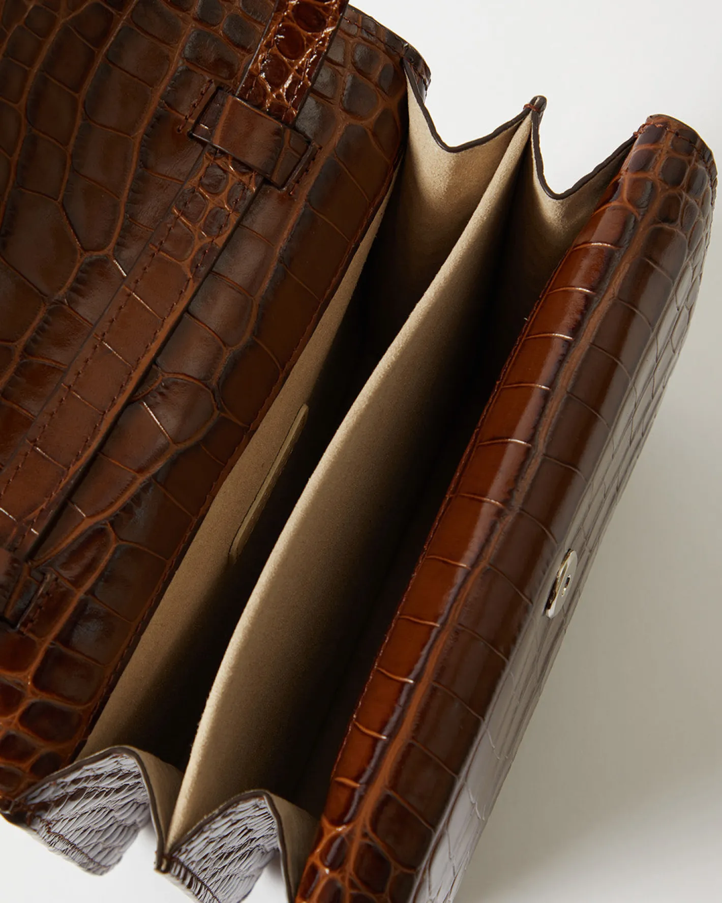Hot Ana Bag Leather Emboss Croc Brown Everyday