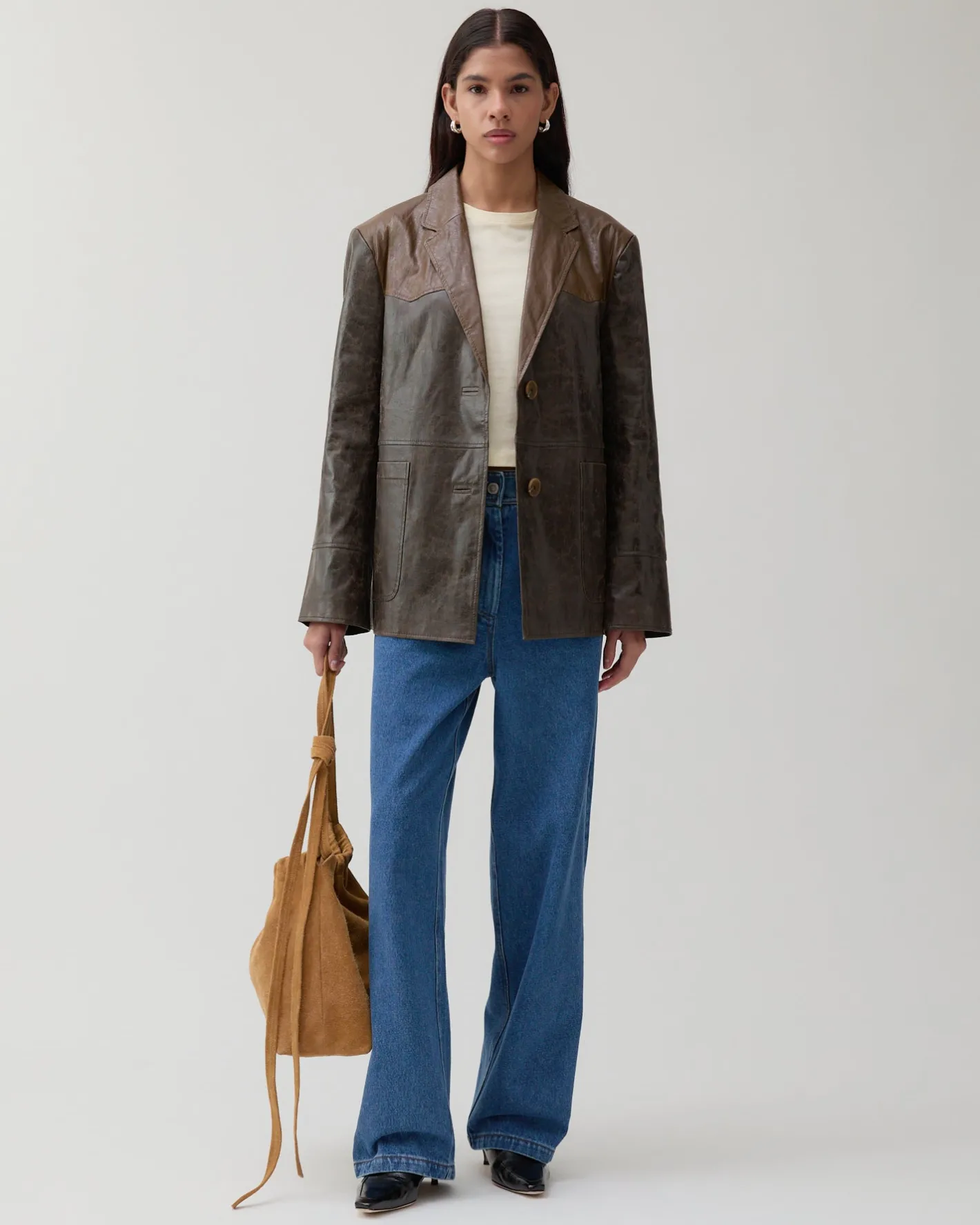 Online Andrea Jacket Faux Leather Distressed Brown Jackets | Jackets