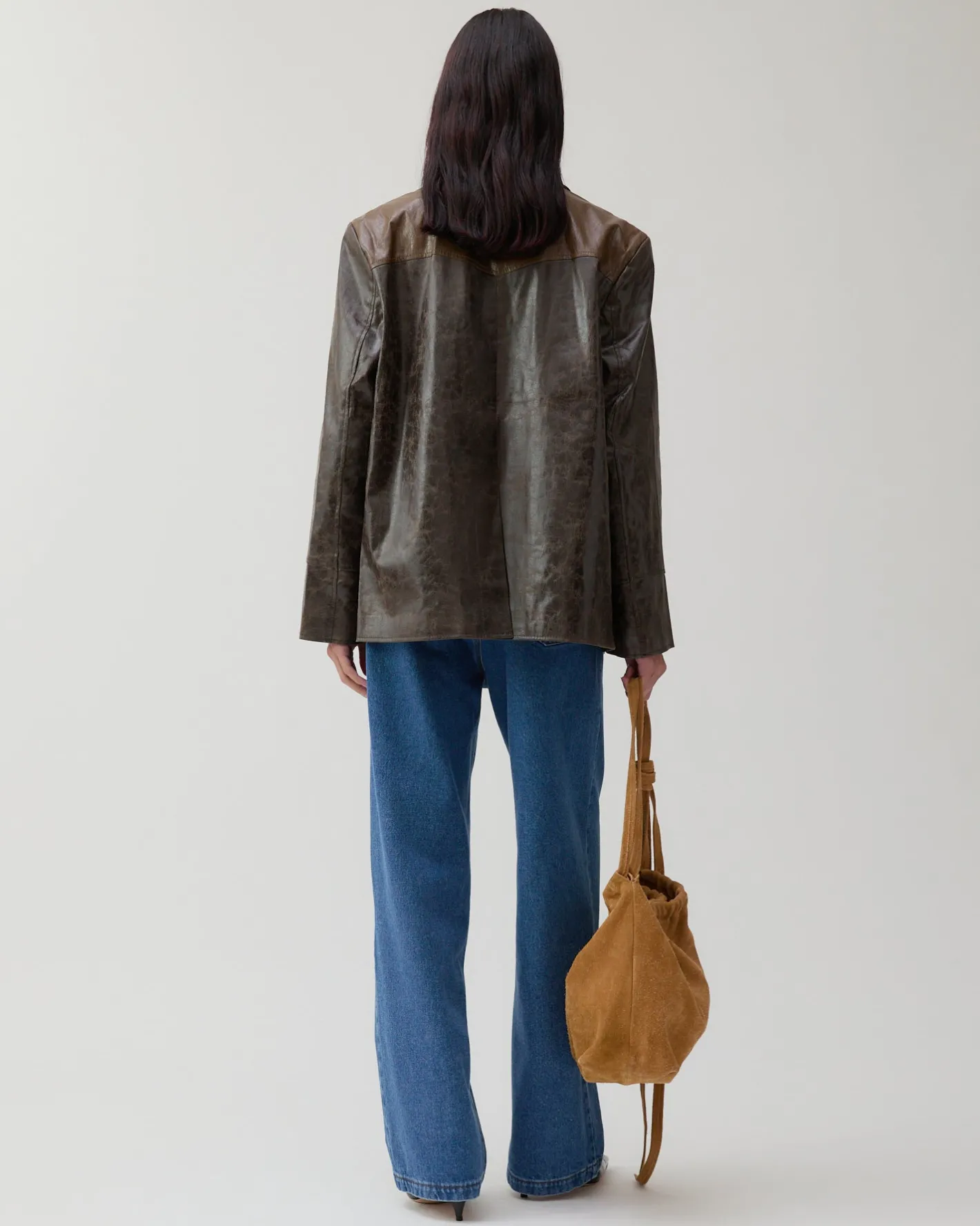 Online Andrea Jacket Faux Leather Distressed Brown Jackets | Jackets