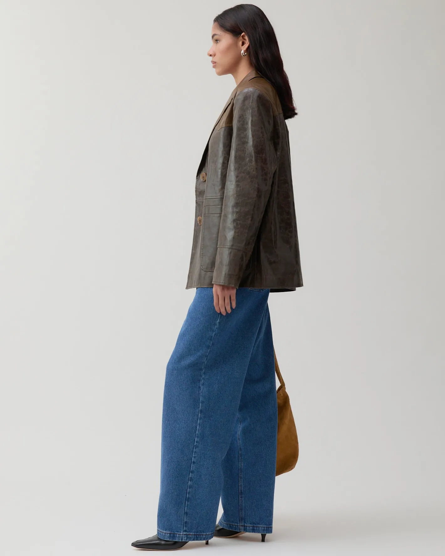 Online Andrea Jacket Faux Leather Distressed Brown Jackets | Jackets
