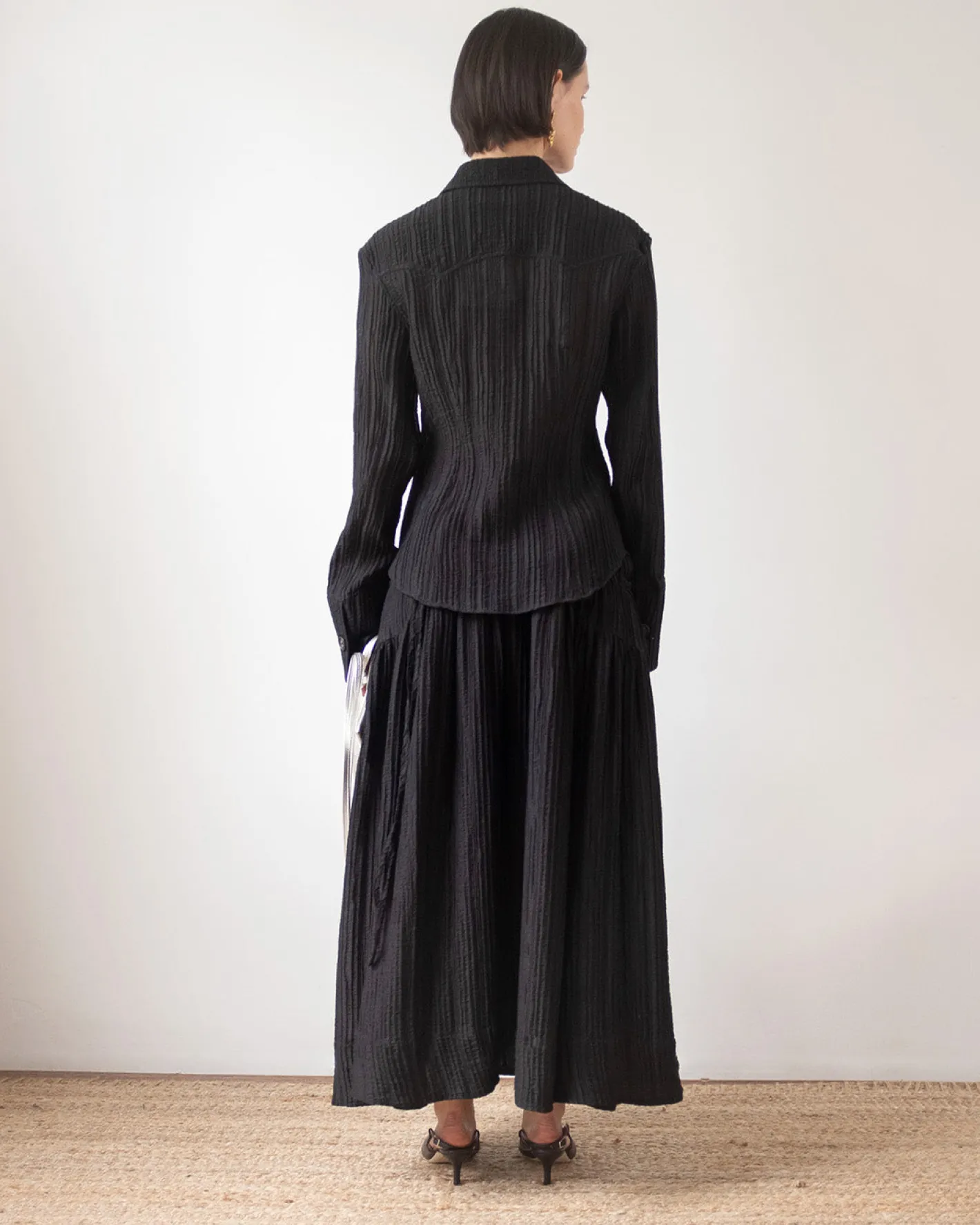 Fashion Anika Skirt Tencel Blend Seersucker Black Skirts | Clothing