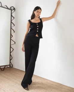 Outlet Athena Trousers Crepe Twill Viscose Black Trousers | Tailoring