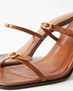Discount Avery Sandals Leather Nappa Tan Heels