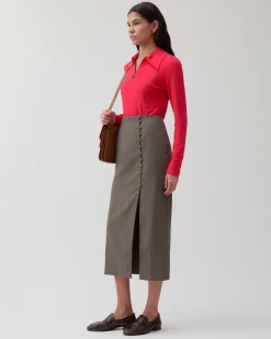 Clearance Avery Skirt Tencel Blend Grey Skirts | Clothing