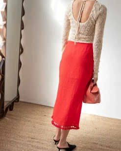 Sale Ayla Skirt Tencel Blend Red Skirts | Clothing