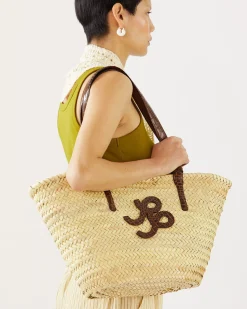 Fashion Basket Tote Leather Emboss Croc Brown Everyday