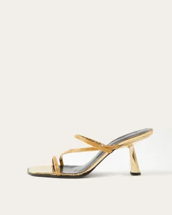 Outlet Bella Sandals Leather Gold Heels