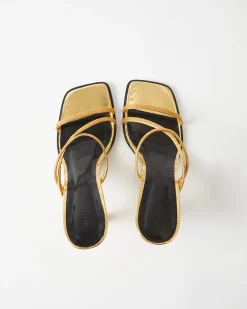 Outlet Bella Sandals Leather Gold Heels