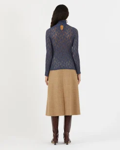 Online Bronte Top Cotton Blend Lace Navy T-Shirts & Tanks | Clothing