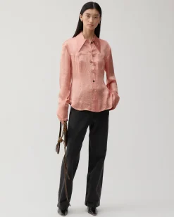 Online Camille Shirt Acetate Satin Pink Shirts & Blouses | Clothing