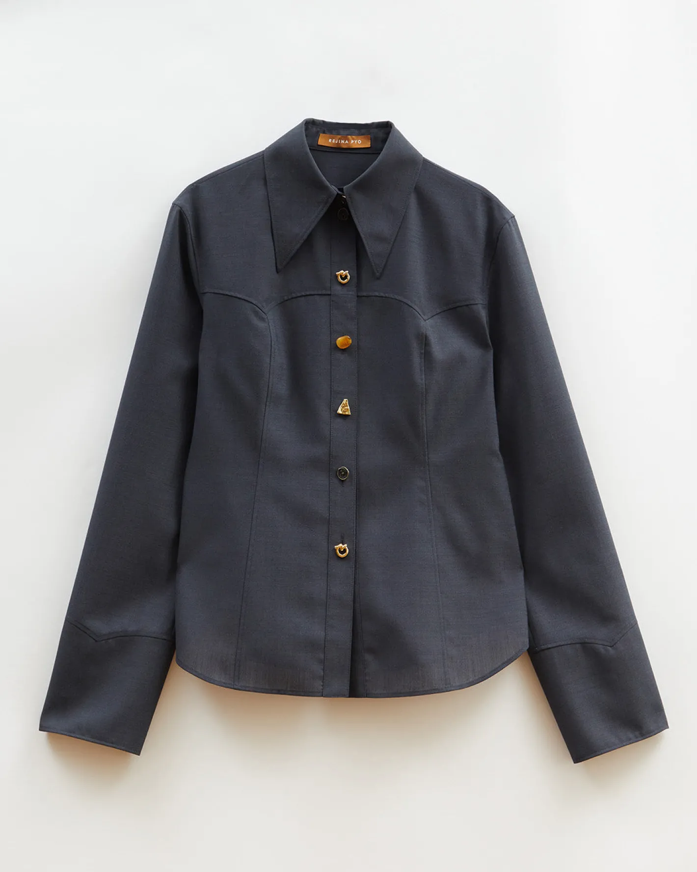 New Camille Shirt Wool Blend Suiting Slate Shirts & Blouses | Clothing
