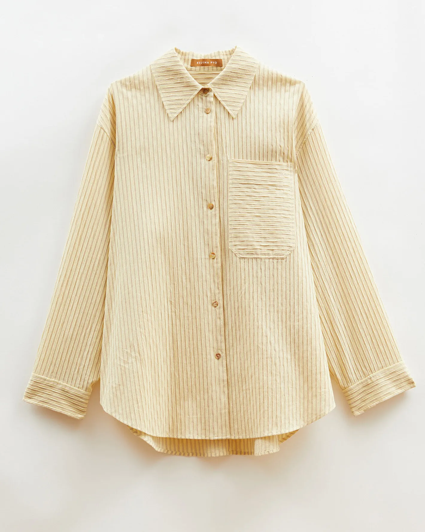 Sale Caprice Shirt Cotton Seersucker Stripe Yellow Shirts & Blouses | Clothing
