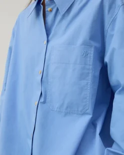 Sale Caprice Shirt Organic Cotton Blue Shirts & Blouses | Clothing