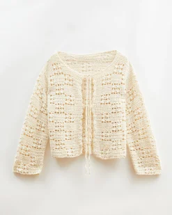 Fashion Caro Cardigan Organic Cotton Cream Knitwear | Clothing