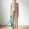 Discount Cathy Trouser Cotton Silk Double-face Beige Trousers | Tailoring