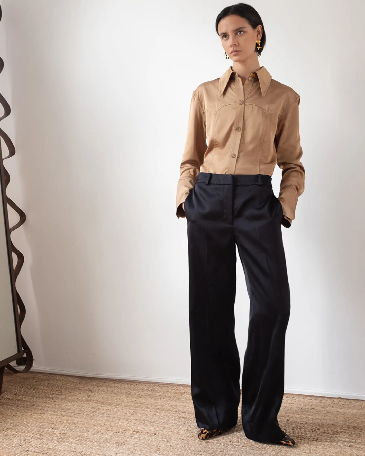 Outlet Cathy Trousers Duchesse Satin Black Tailoring | Clothing