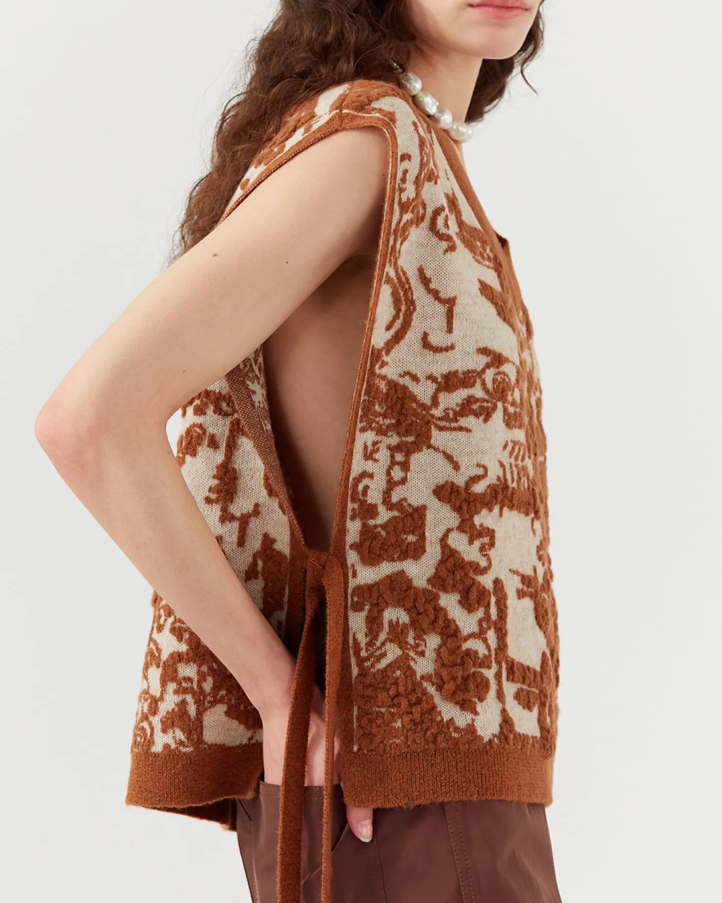 Clearance Citro Vest Alpaca Blend Jacquard Brown Knitwear | Clothing