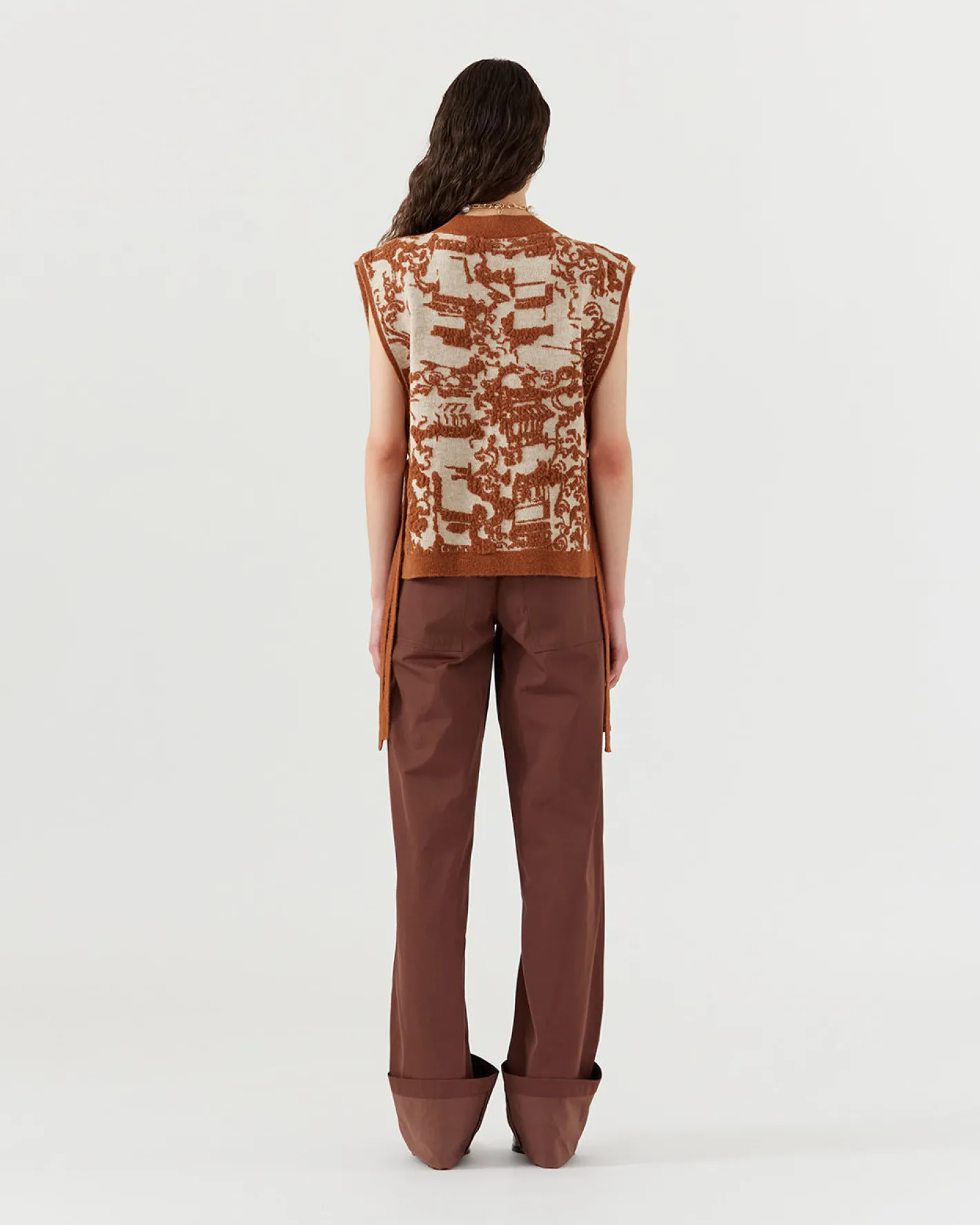 Clearance Citro Vest Alpaca Blend Jacquard Brown Knitwear | Clothing