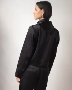 New Cleo Jacket Duchesse Satin Black Tailoring | Jackets