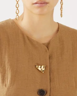 Best Cody Blouse Viscose Linen Blend Caramel Shirts & Blouses | Tailoring