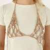 New Crochet Bra Organic Cotton Tan with Faux Pearls Knitwear | Clothing