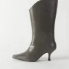 Outlet Curved Boot Leather Ematite Boots