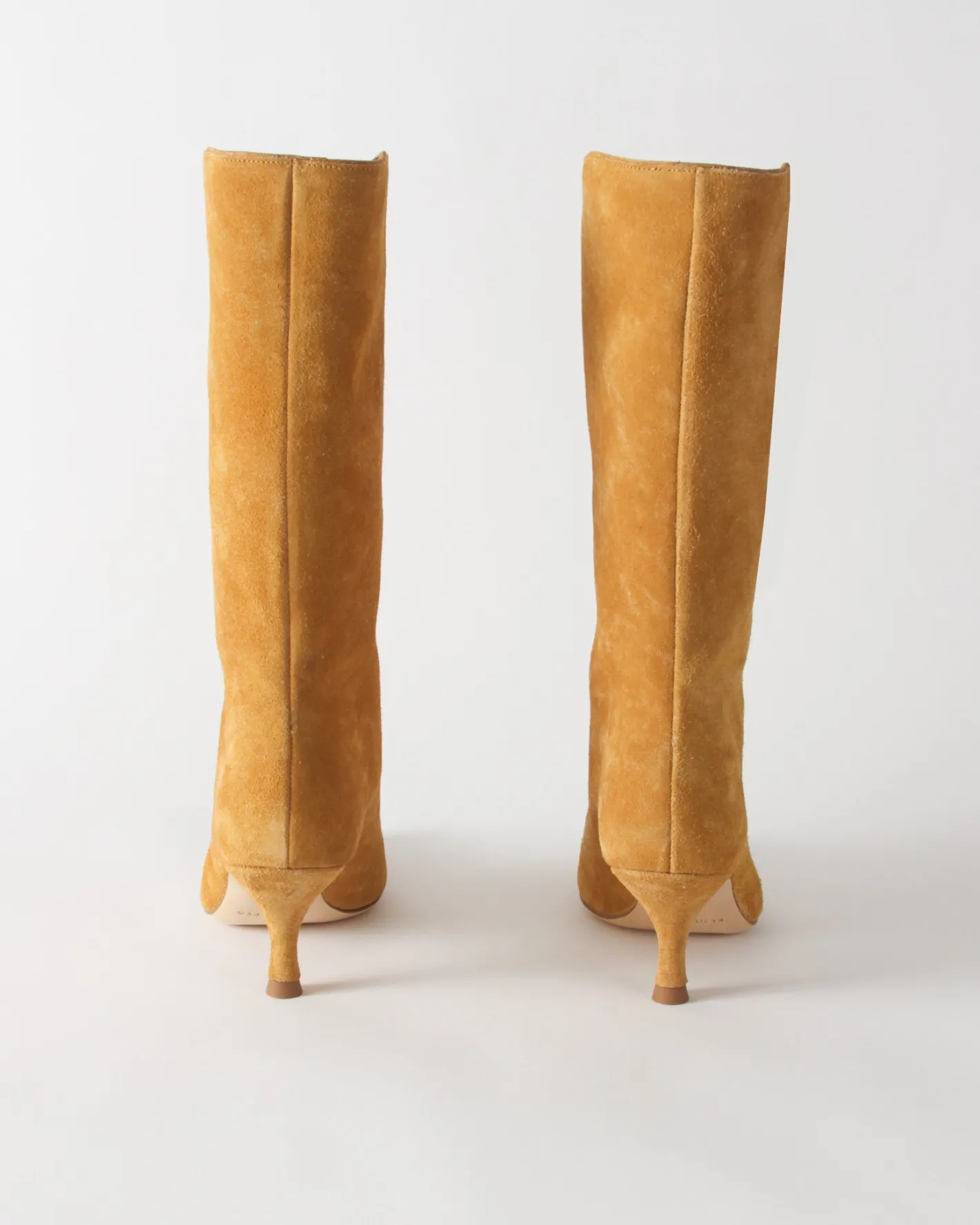 New Curved Boot Suede Tan Boots