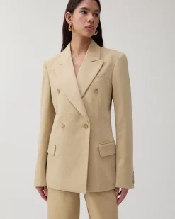 Hot Dana Blazer Tencel Blend Suiting Beige Tailoring | Jackets