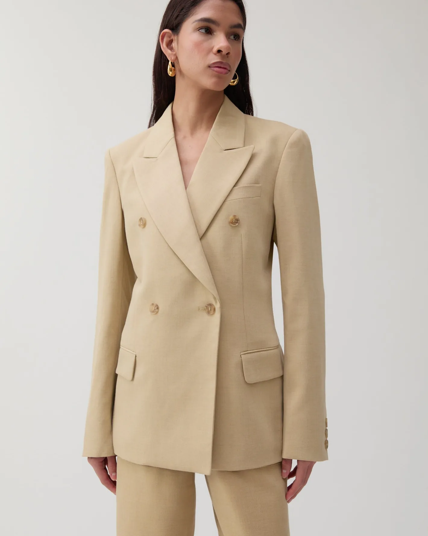 Hot Dana Blazer Tencel Blend Suiting Beige Tailoring | Jackets