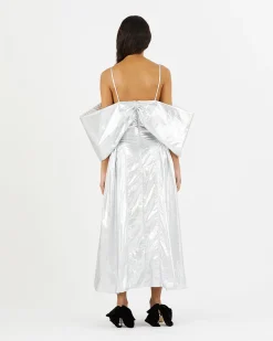 Best Dora Dress Lamé Metallic Silver Dresses | Clothing