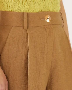 Fashion Doris Shorts Viscose Linen Blend Caramel Tailoring | Clothing