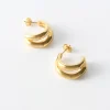 Outlet Double Hoops Gold Plated Earrings