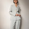 Best Etta Jacket Viscose Linen Blend Blue Tailoring | Jackets
