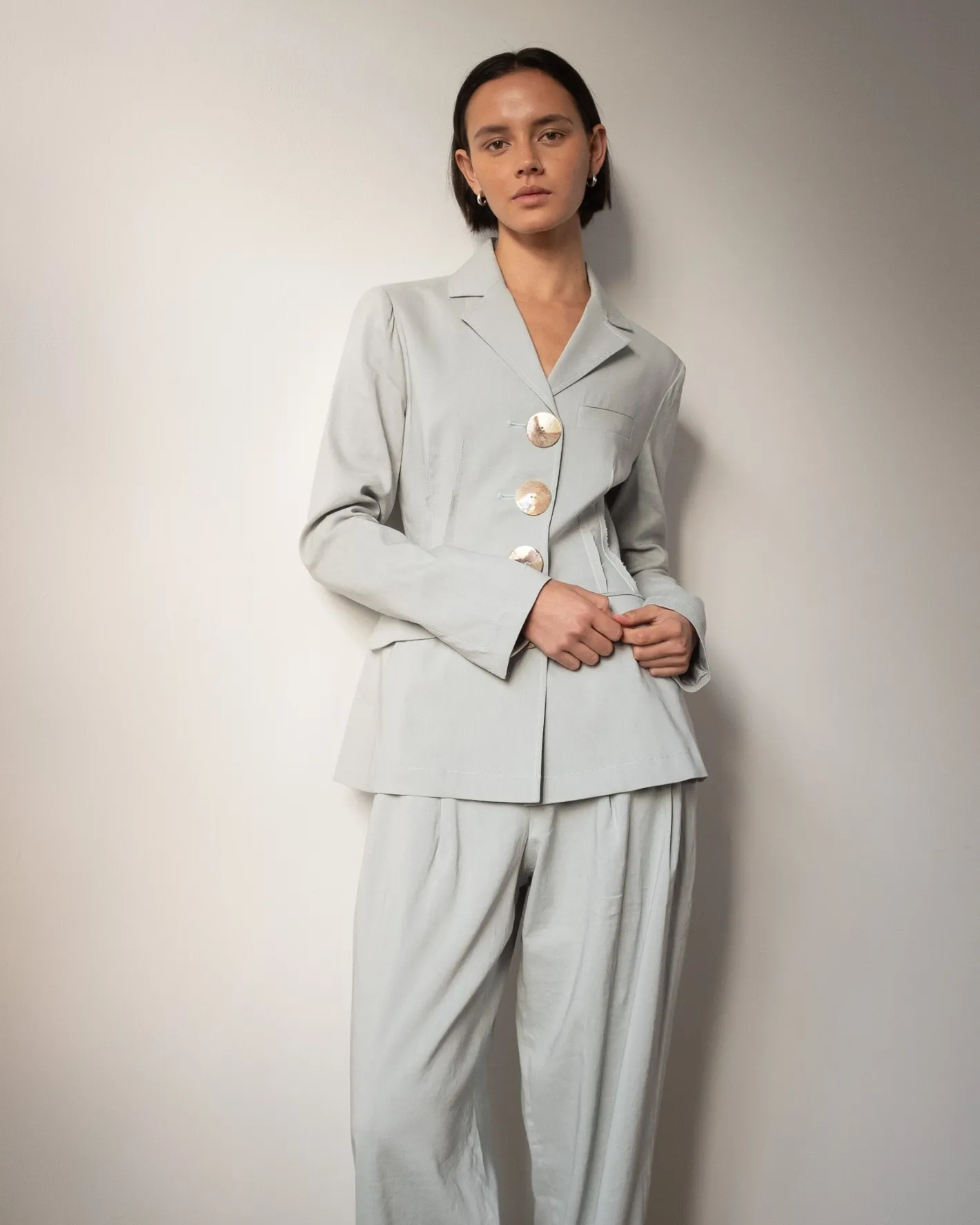 Best Etta Jacket Viscose Linen Blend Blue Tailoring | Jackets