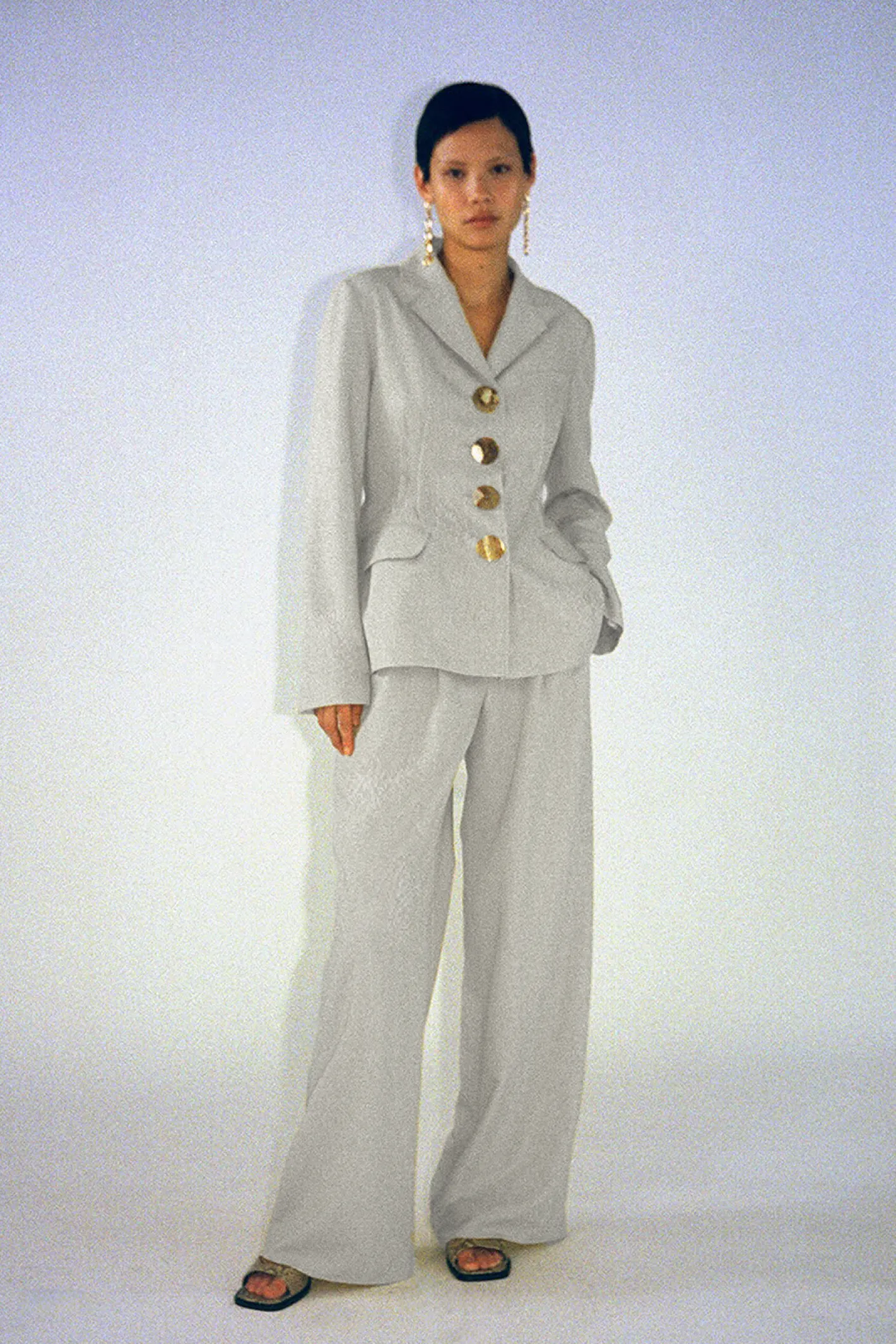 Best Etta Jacket Viscose Linen Blend Blue Tailoring | Jackets