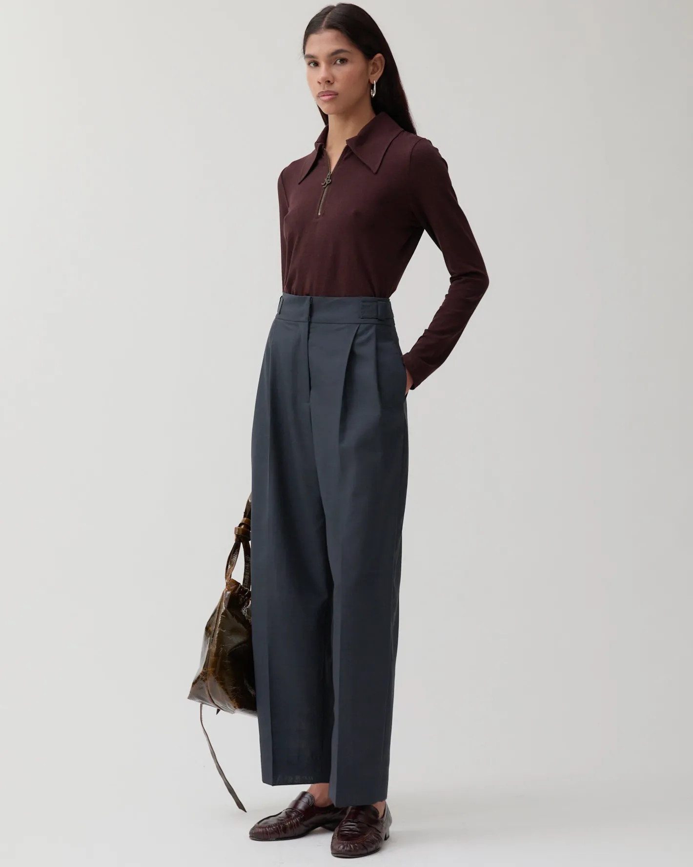 Online Eunah Trousers Wool Blend Suiting Slate Trousers | Tailoring
