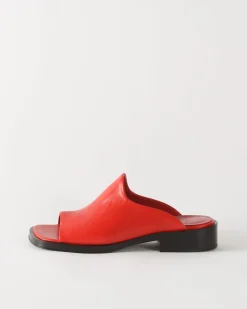 Fashion Flat Mule Leather Rosso Flats