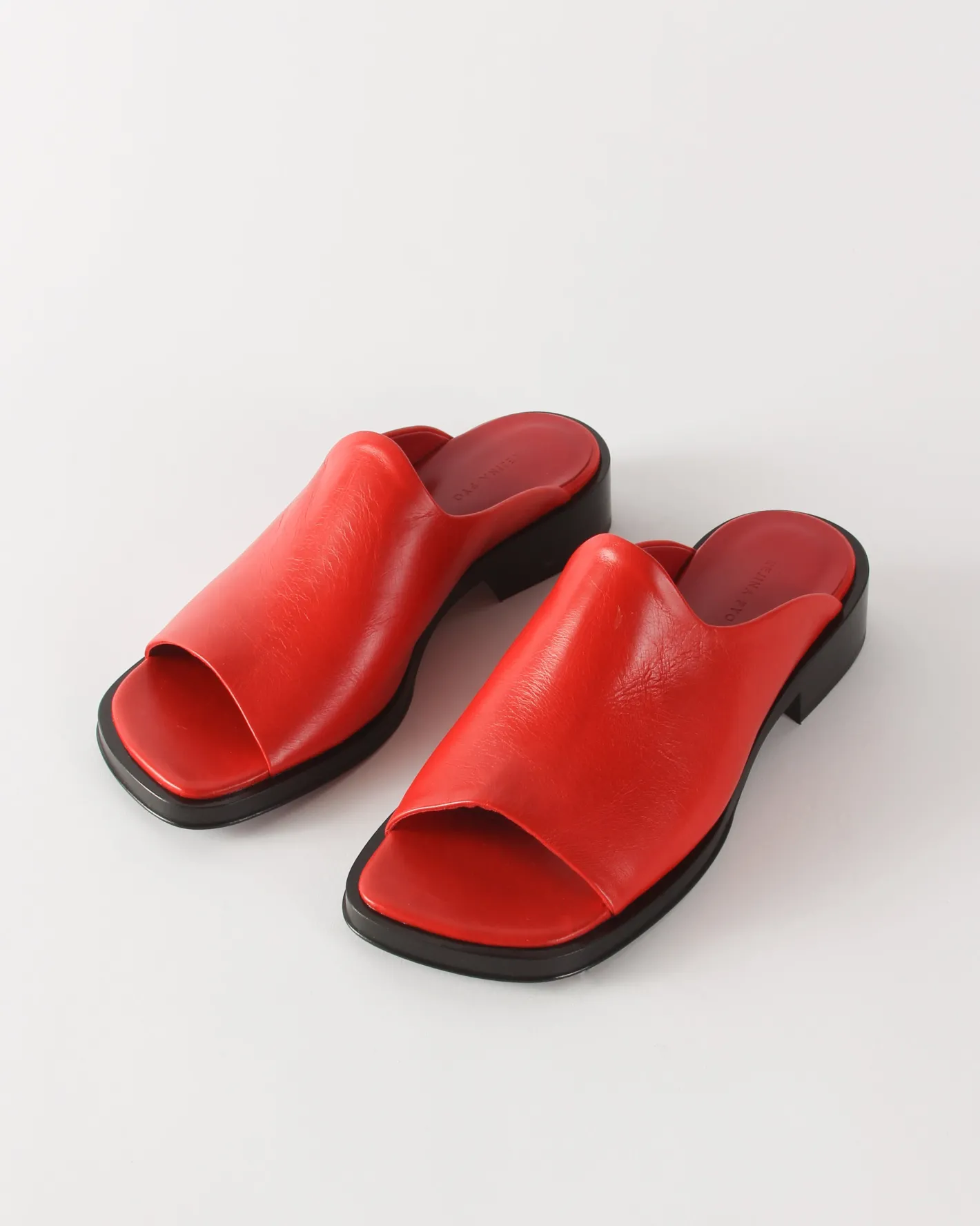 Fashion Flat Mule Leather Rosso Flats