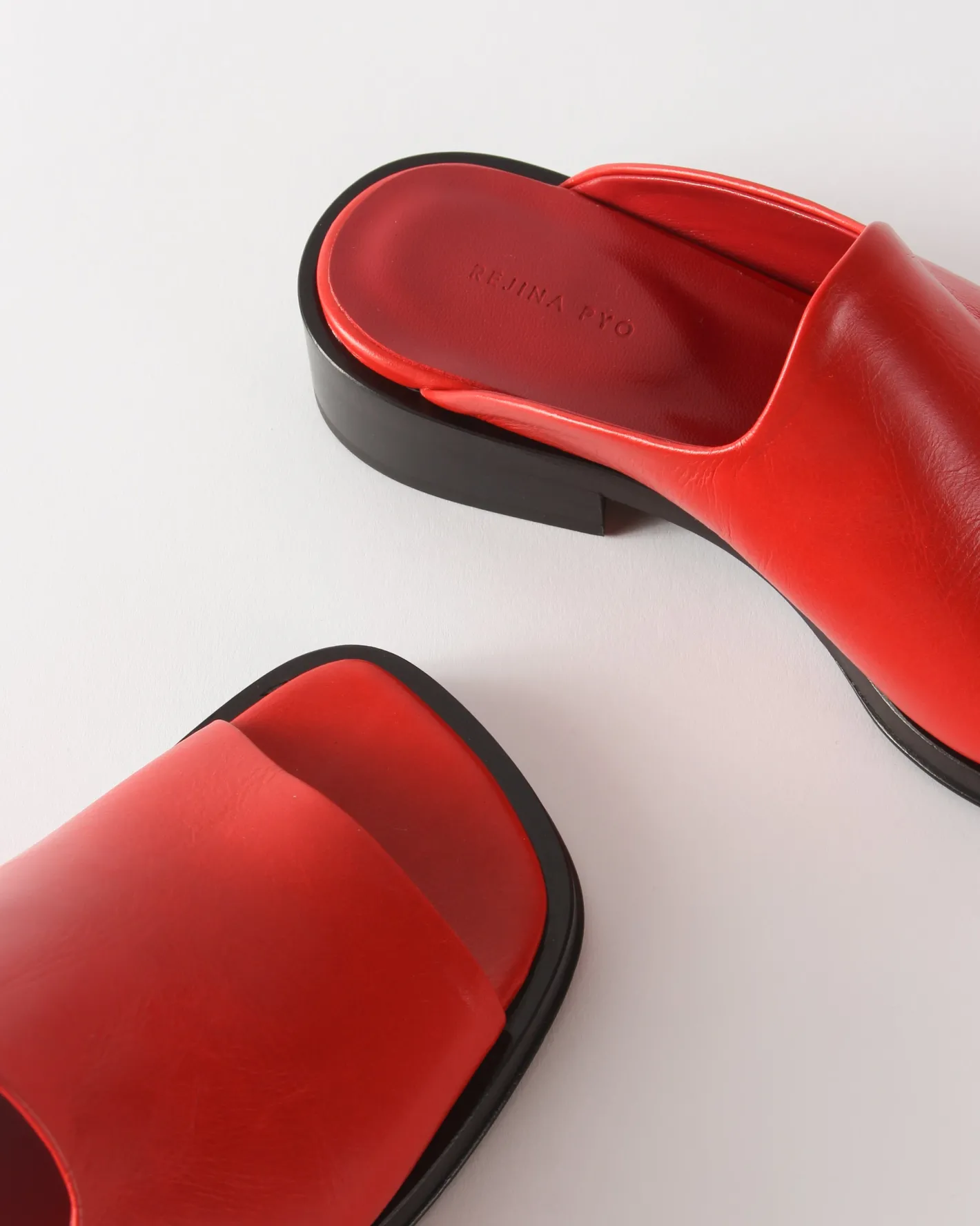 Fashion Flat Mule Leather Rosso Flats