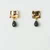 Best Folded Drop Earrings Gold Plated with Black Onyx Earrings