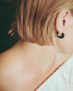 Outlet Iris Hoop Earrings Gold Plated and Enamel Earrings
