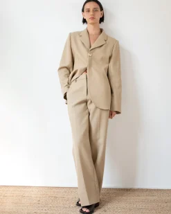 Discount Isla Blazer Cotton Silk Double-face Beige Tailoring | Jackets